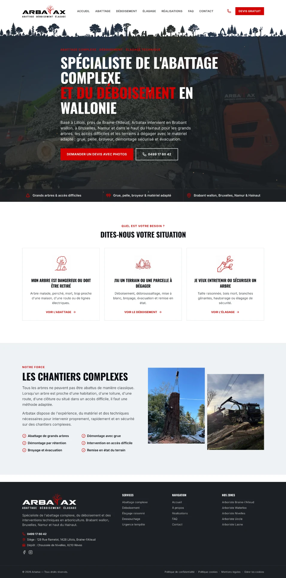 Vue complète de la page d'accueil du site Arbatax